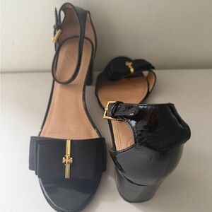 Tory Burch Black Heels with Gold Accents